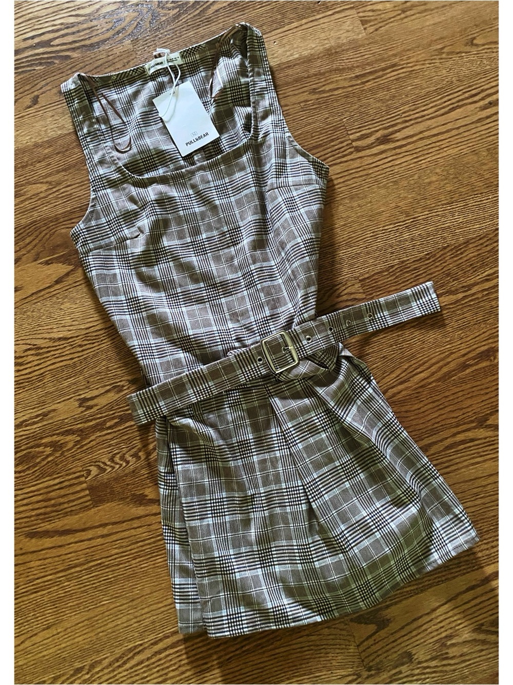 PULL&BEAR Plaid Belted Mini Dress - Picture 3 of 4